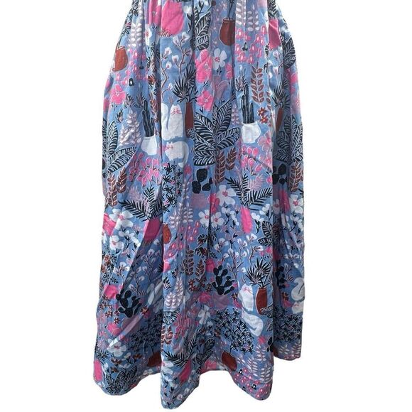 Kate Spade Blue Garden Posy Smocked Midi Dress XS Sleeveless Sundress - Picture 6 of 10